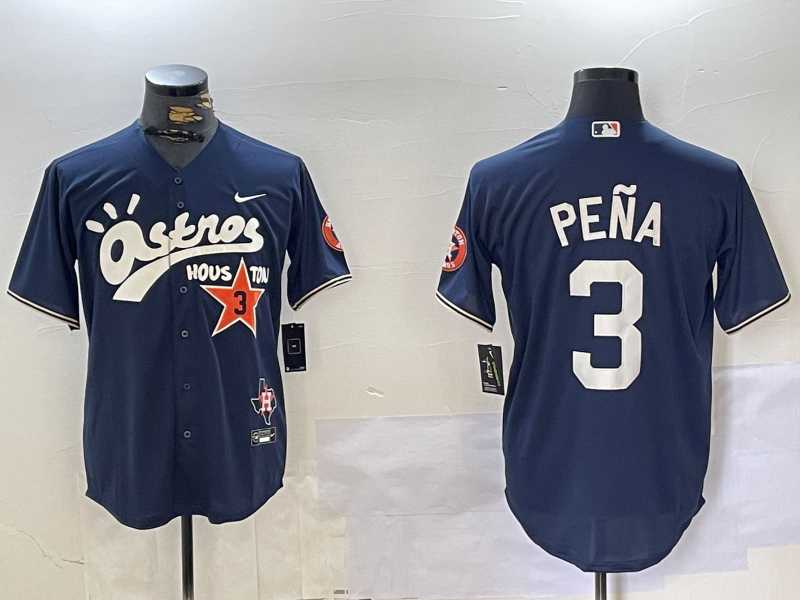 Men%27s Houston Astros #3 Jeremy Pena Black Cactus Jack Vapor Premier Stitched Baseball Jersey